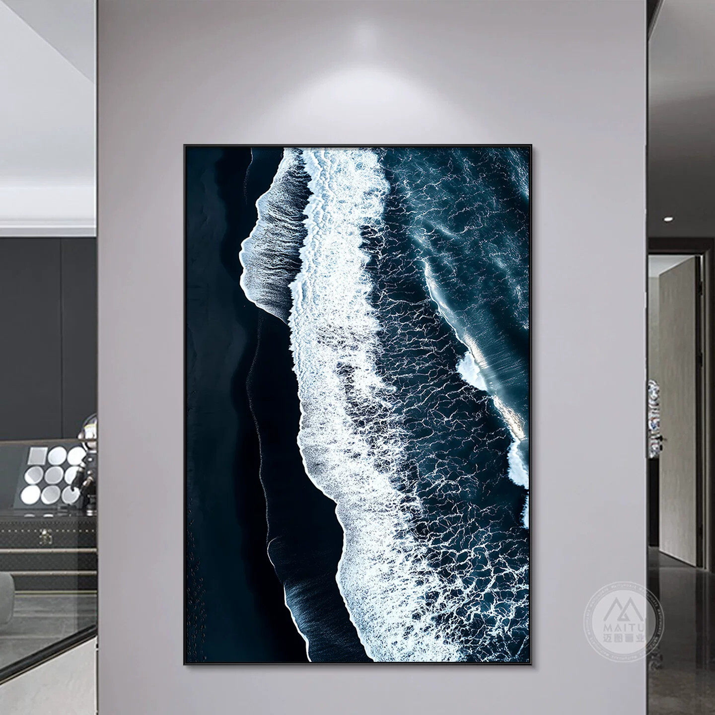 北欧海景玄关装饰画沙发背景壁画高级感客厅墙面挂画新房落地壁画