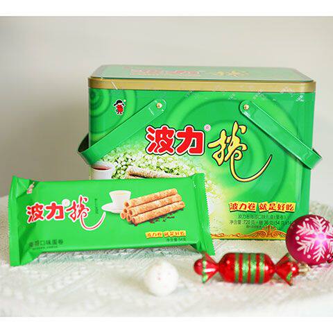 波力蛋卷720g+36g罐装精美礼盒鸡蛋味海苔味饼干零食小吃