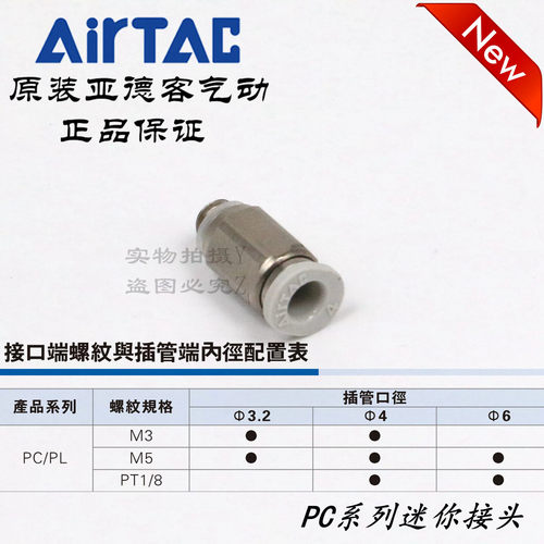 原装正品亚德客型迷你微型接头 PC4M3-M PC4M5-M PC401-M -