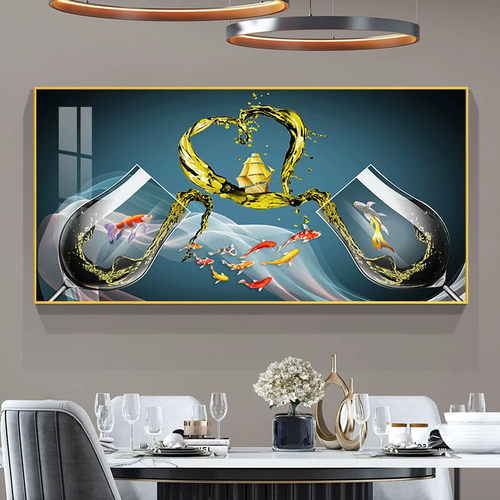 餐厅装饰画轻奢现代简约饭厅水果酒杯壁画餐厅餐桌背景墙挂画单幅