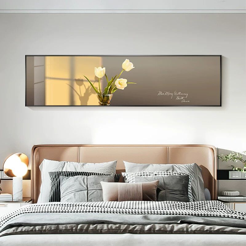 北欧花卉卧室装饰画现代简约床头挂画温馨主卧房间墙画ins风壁画