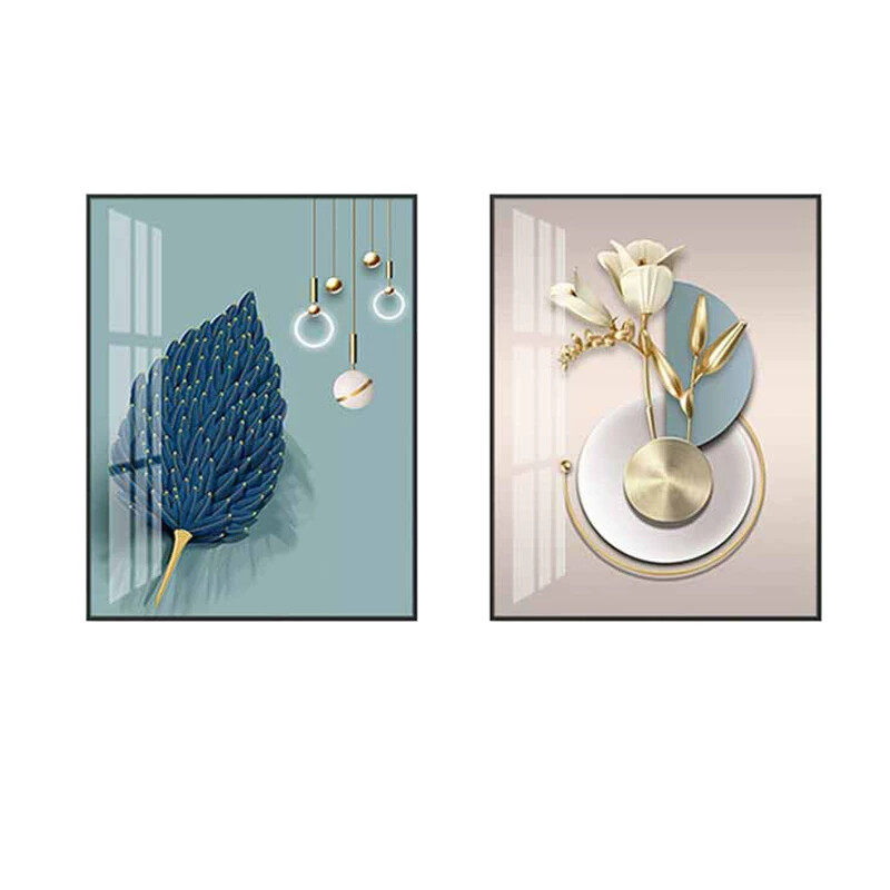 轻奢简约现代卧室装饰画主卧床头背景墙2026新款抽象两联客厅挂画