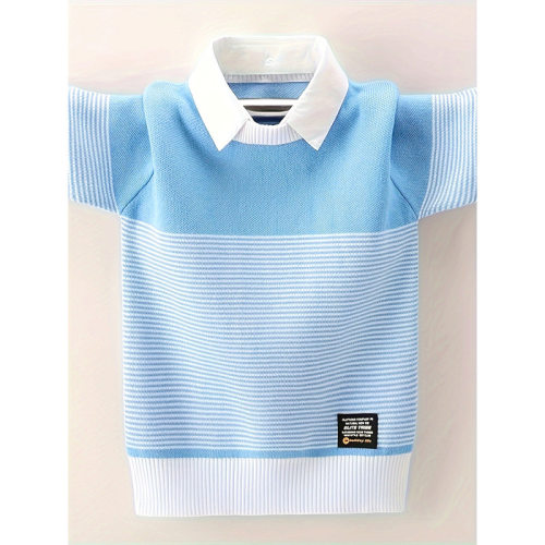 P 93002 Fake Two-piece Kids Sweater 假两件领儿童毛衣跨境