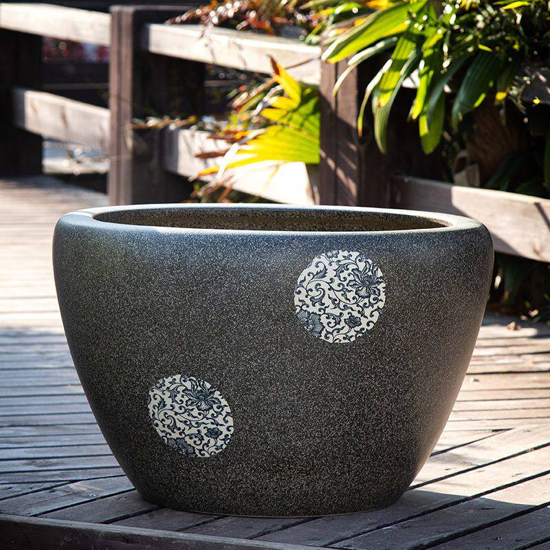 陶瓷大缸高温手工陶瓷养鱼缸荷花盆甲鱼乌龟缸家居招财摆件睡莲盆