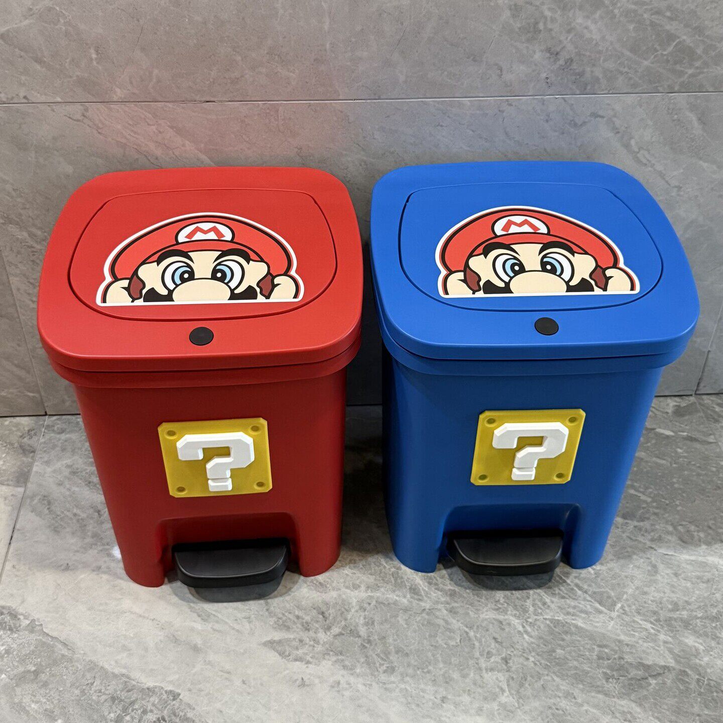 高颜值马里奥垃圾桶家用厨房客厅卧室厕所带盖大容量按压脚踩双开