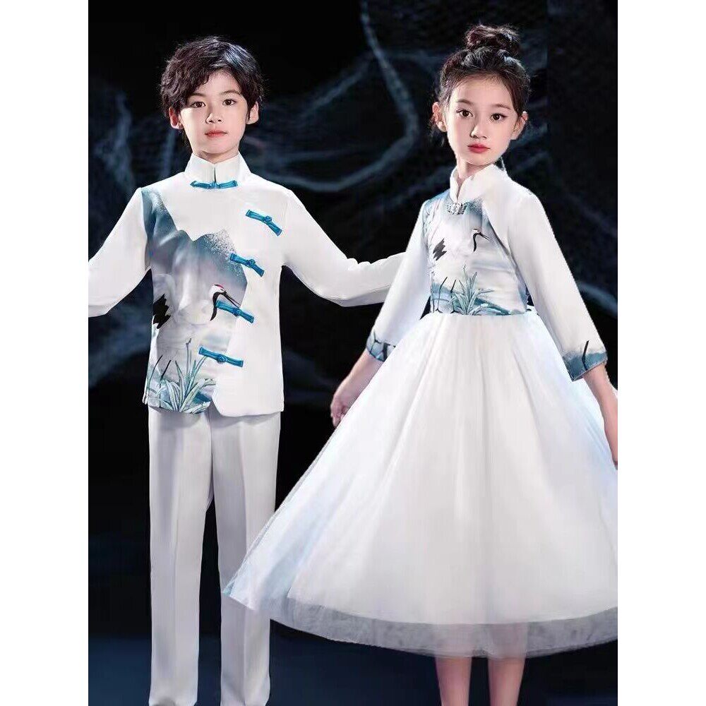 六一儿童大合唱团表演服中国风古筝演出服小学生朗诵国学汉服古风