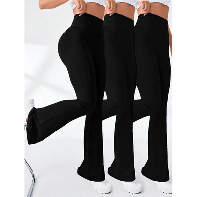 3PCS High Waist Tummy Control Yoga Pants with Side Pockets