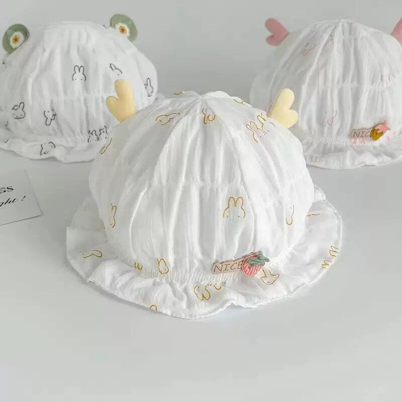 婴儿帽子春秋薄款渔夫帽防晒帽宝宝夏季胎帽新生儿小月龄遮阳帽