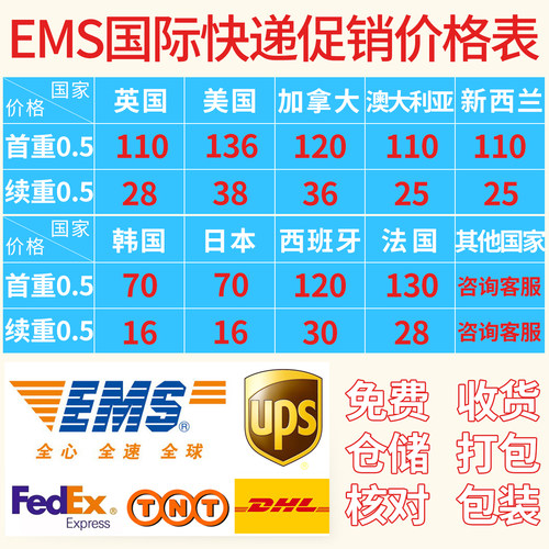 国际快递集运转运美国英国澳洲加拿大泰国空运海运物流ems专线