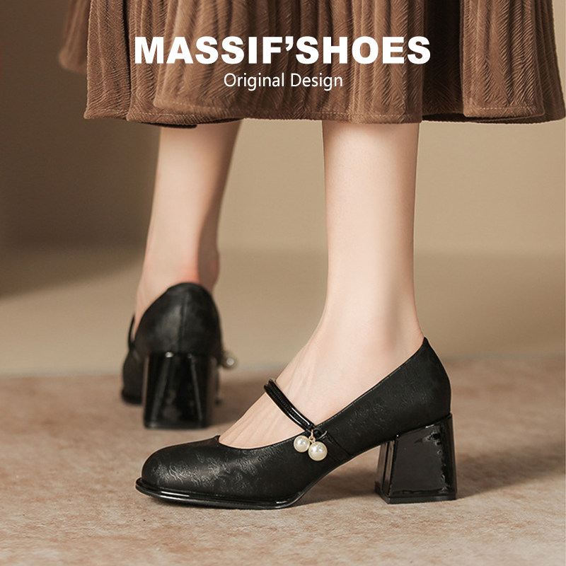 超软~中式国风玛丽珍鞋女粗跟旗袍鞋绸缎单鞋配裙子晚晚鞋高跟鞋,女鞋,玛丽珍鞋,淘宝优惠券,粉丝福利购,淘宝优惠卷