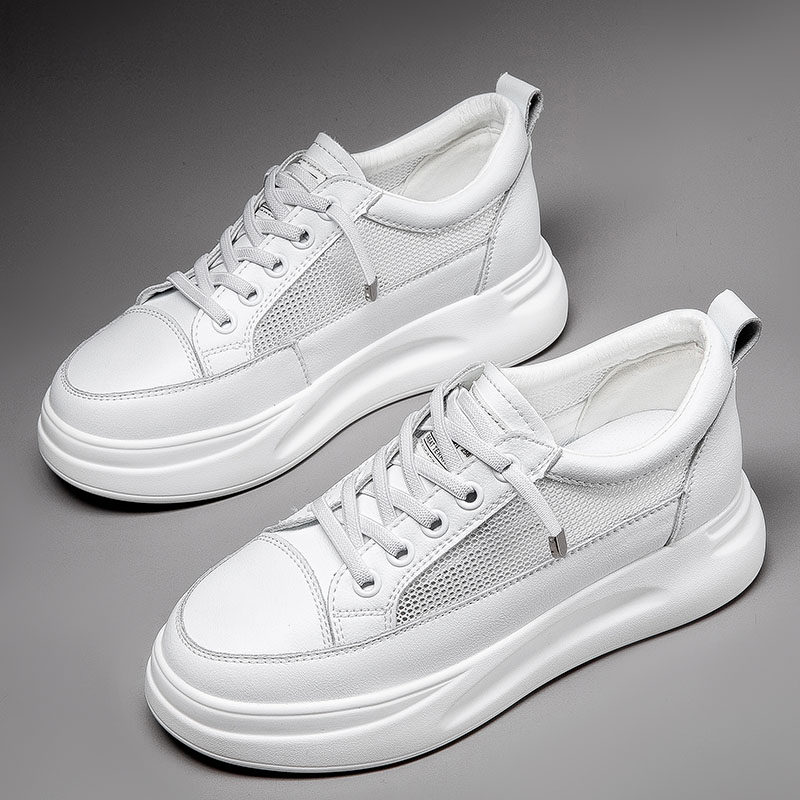 网面小白鞋女2022年春夏新款透气厚底牛皮内增高真皮爆款休闲板鞋在类目 女鞋, 低帮鞋, 时尚休闲鞋中 - 来自Buy2taobao.com提供专业的淘宝代购服务