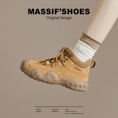 厚底马丁靴女2026春秋新款 真皮黄色短靴不累脚户外徒步旅游沙漠靴