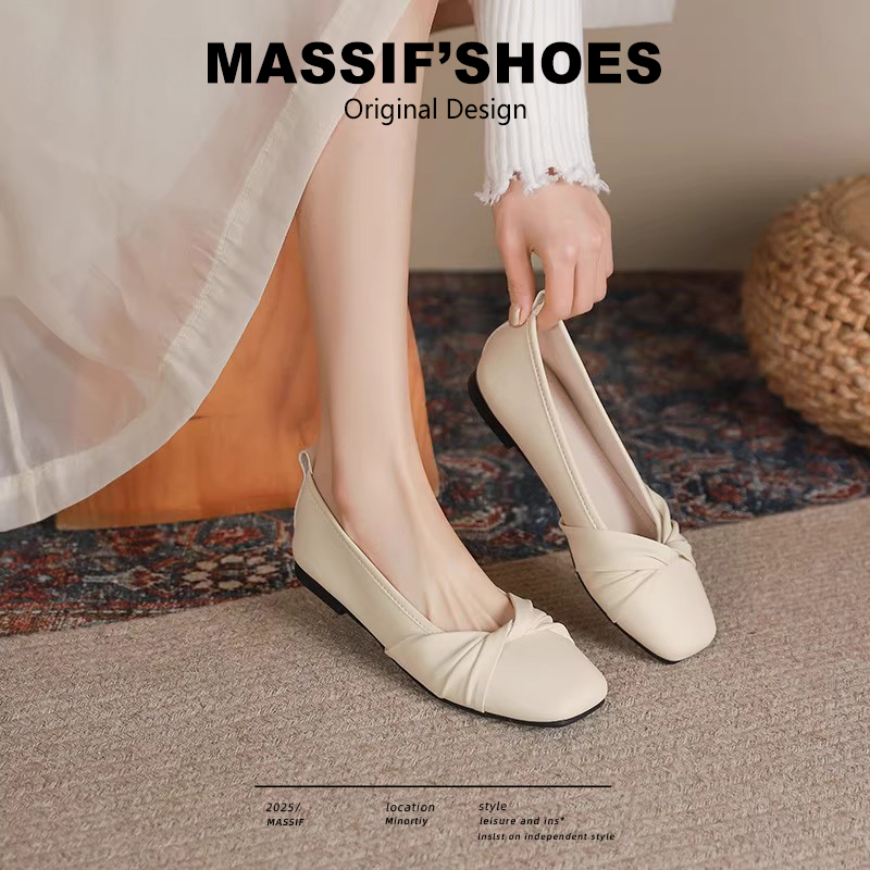 法式单鞋女超软不累脚白色豆豆鞋