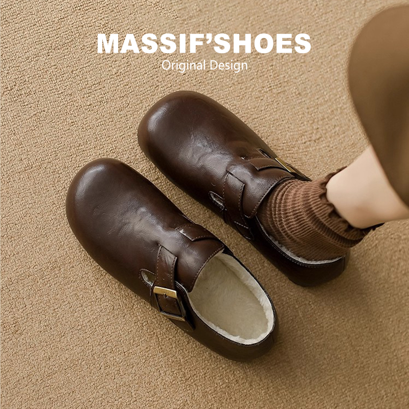 棉鞋复古小皮鞋东北雪地靴子