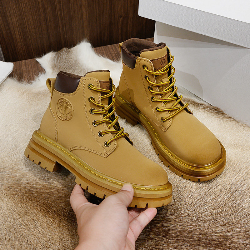 真皮英伦风马丁靴女2026新款夏季厚底复古大黄靴爆款工装情侣短靴