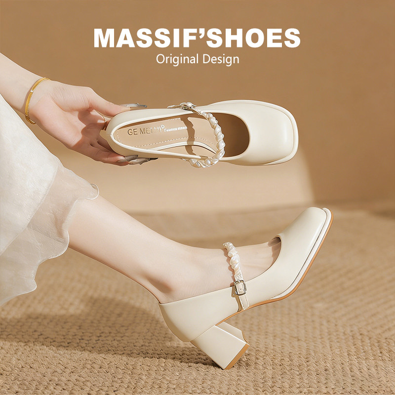 超软~法式高跟鞋女温柔晚晚鞋裸色玛丽珍鞋百搭配裙子旗袍鞋单鞋,女鞋,玛丽珍鞋,淘宝优惠券,粉丝福利购,淘宝优惠卷