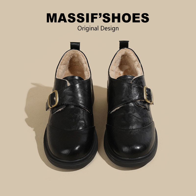 真皮加绒小皮鞋女2025秋冬新款英伦复古乐福鞋通勤一脚蹬黑色单鞋,女鞋,浅口单鞋,淘宝优惠券,粉丝福利购,淘宝优惠卷