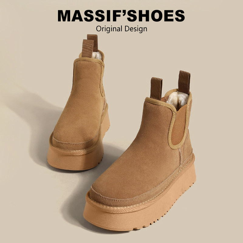 massif冬季厚底雪地靴日常通勤