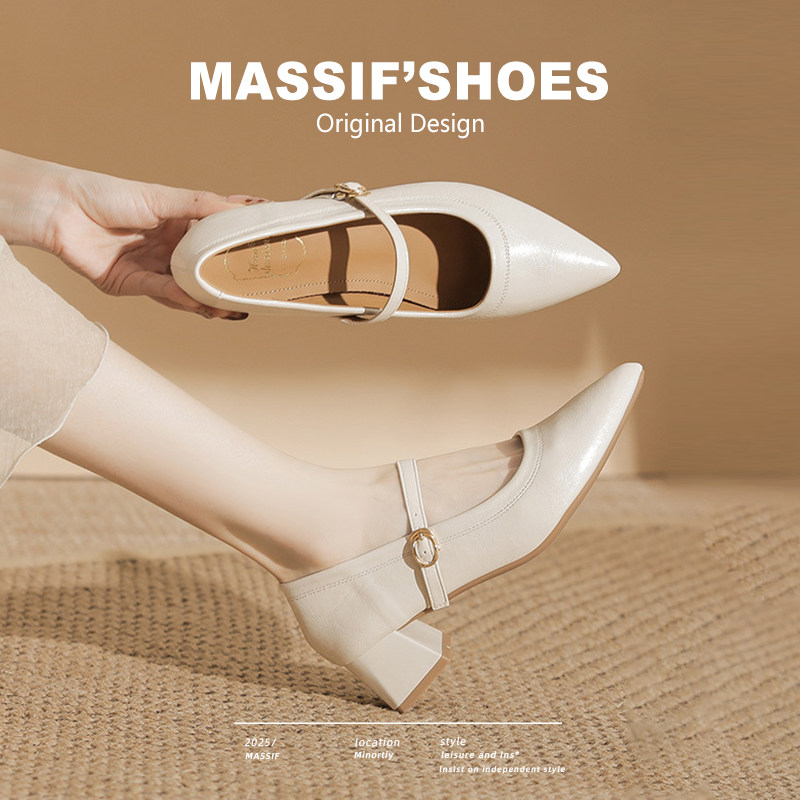 真皮法式玛丽珍鞋女2025新款软皮高级感不累脚复古粗跟单鞋晚晚鞋,女鞋,玛丽珍鞋,淘宝优惠券,粉丝福利购,淘宝优惠卷