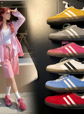 草莓熊厚底德训鞋女2026新款春秋红色韩版休闲内增高平底复古板鞋