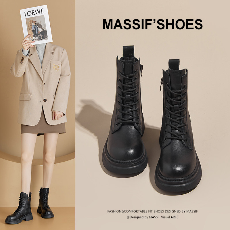 复古真皮英伦风马丁靴女款2026新款春秋厚底百搭炸街休闲登山短靴