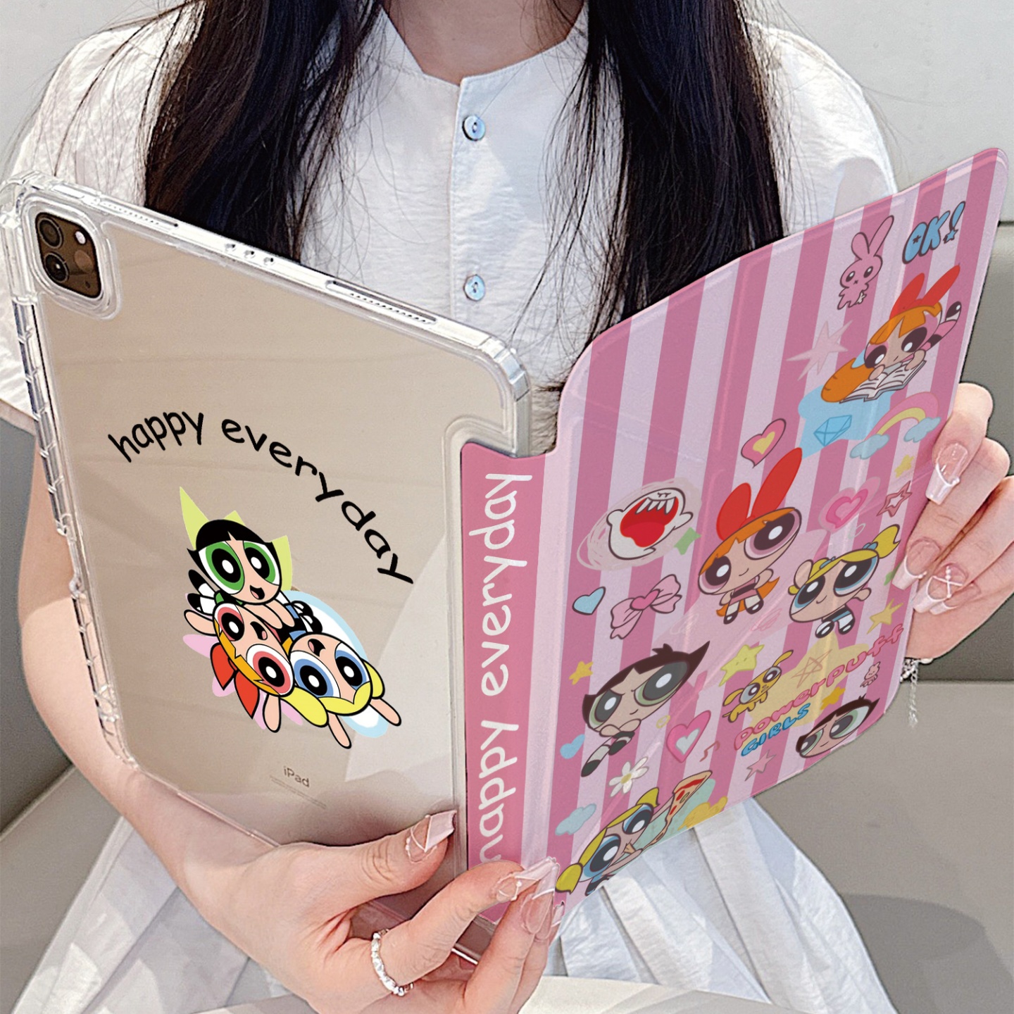 动漫卡通飞天小女警苹果平板保护套适用iPadAir7新款Y形折叠ipad11带笔槽13寸air6女11寸mini6保护壳iPad10潮