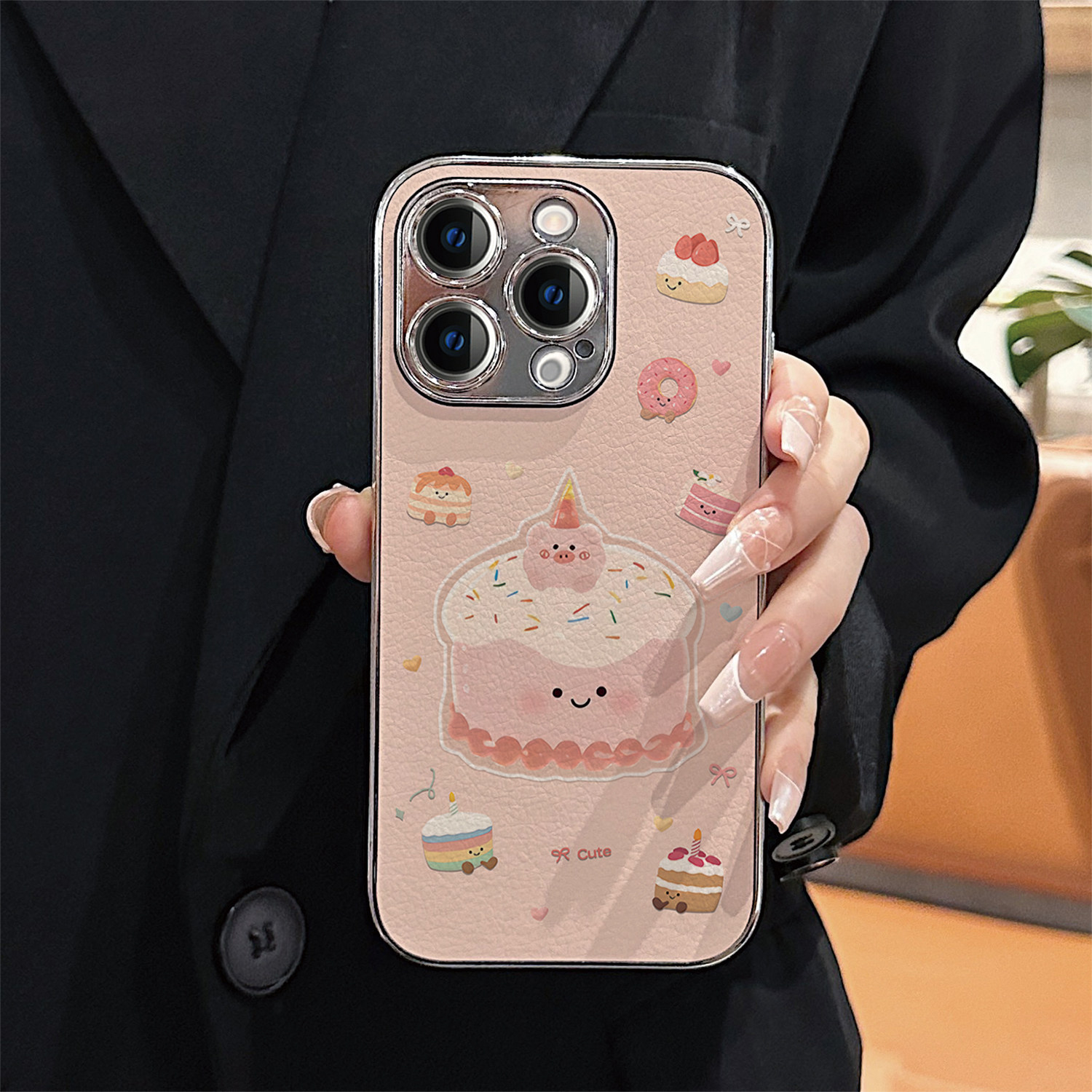 创意可爱蛋糕适用iPhone16手机壳苹果16promax电镀皮纹15/15pro卡通13/14全包16pro女款15pm挂绳14pro防摔12,3C数码配件,手机保护套/壳,淘宝优惠券,粉丝福利购,淘宝优惠卷