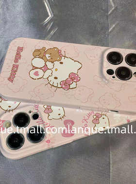 粉色猫卡通适用opporeno9手机壳reno8/7菲林壳A86/R17新款vivox90情侣S16/s15全包x80/x70超薄iqooneo6