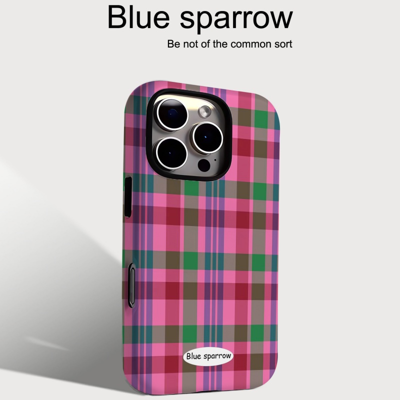 ins粉蓝绿格子二合一菲林手机壳