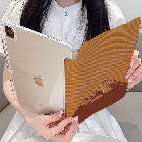 艺术棕色雪山Y折平板保护壳