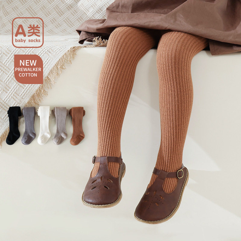 春秋新款纯色光板女童连裤袜 简约a类宝宝童裤一体裤打底裤