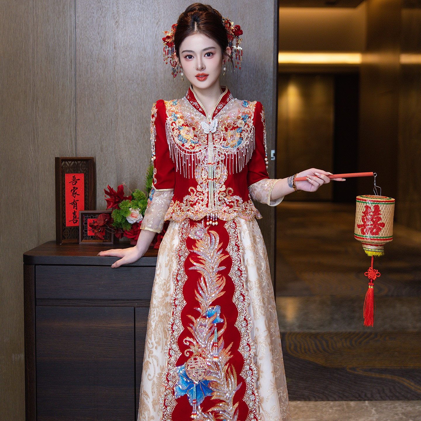 秀禾服婚服2026年新款中式结婚礼服蝴蝶大码嫁衣低V领新娘婚宴服图片