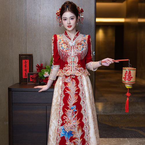 秀禾服婚服2026年新款中式结婚礼服蝴蝶大码嫁衣低V领新娘婚宴服