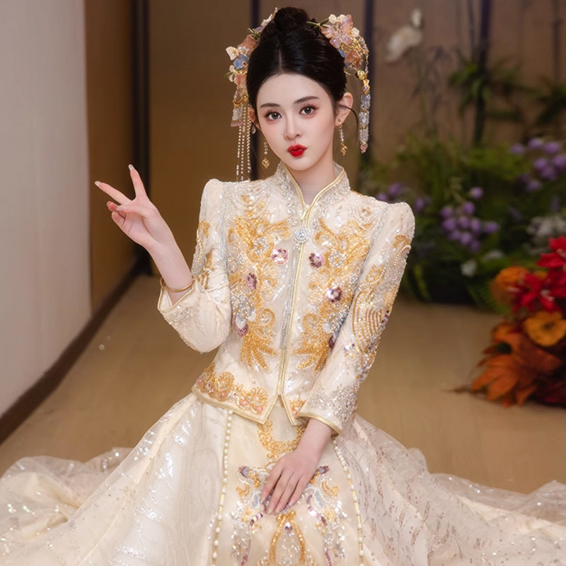夏季秀禾服婚服小个子新娘服薄款中式结婚礼服2026新款香槟色嫁衣