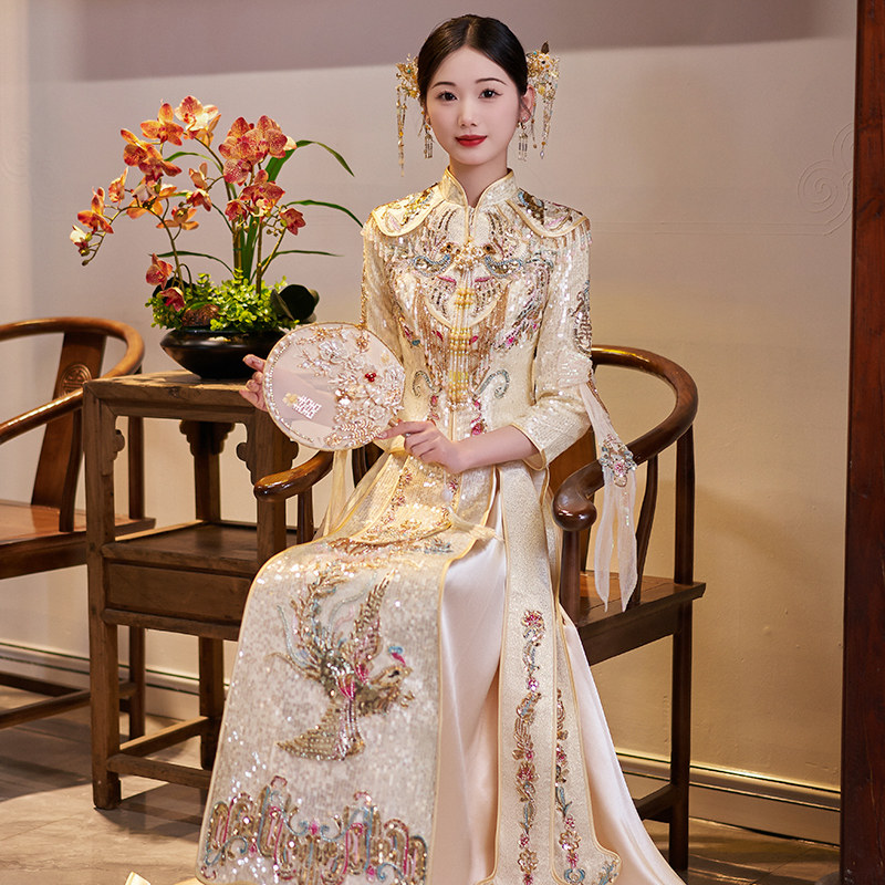 春夏新娘结婚服新款中式婚纱礼服图片