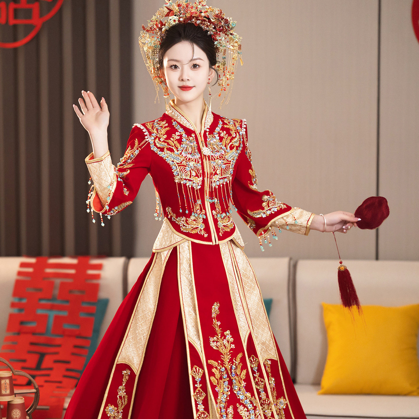 丝绒秀禾服2026新款重工新娘结婚中式婚服嫁衣春夏敬酒服女出阁服