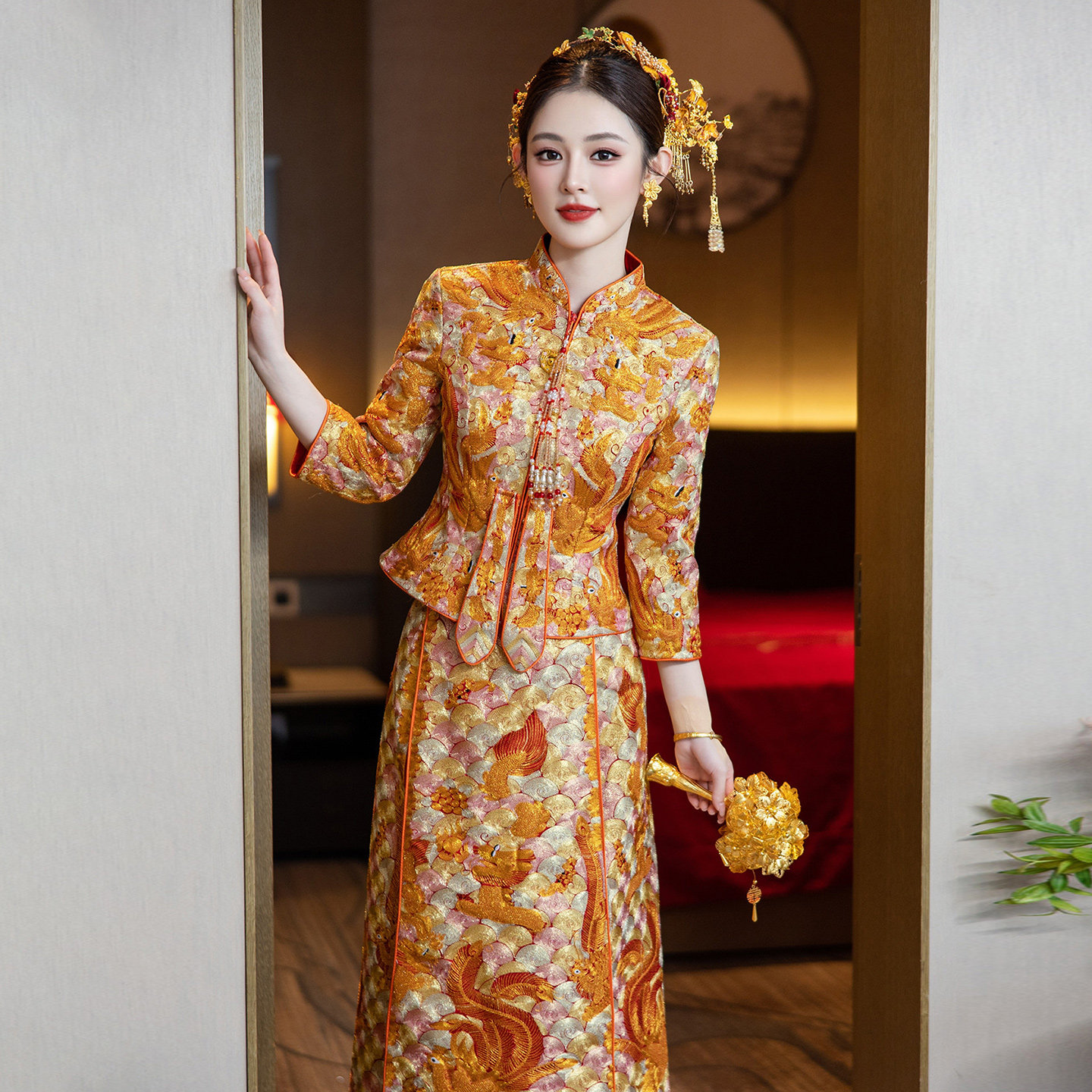 龙凤褂婚服2026新款高端直筒褂皇中式结婚礼服嫁衣彩色新娘秀禾服