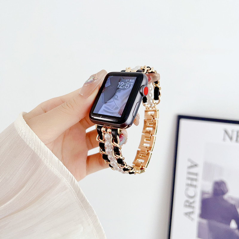 SUITABLE FOR APPLE IWATCH345678SES10 9ULTRA2 SMART WATCH METAL SMALL FRAGRANCE BEAD STRAP