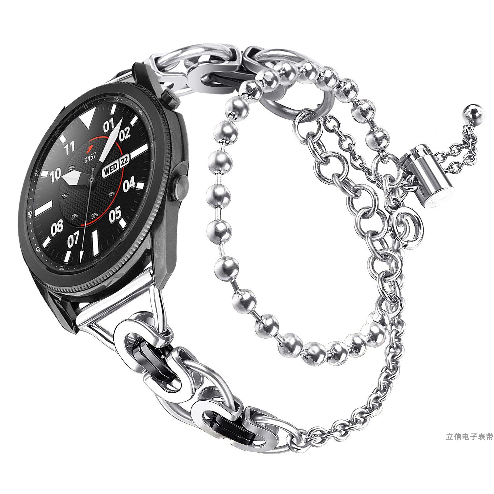 삼성 갤럭시 WATCH34|56 7FE 스마트 시계 ACTIVE2 펑크 메탈 체인 스트랩에 적합