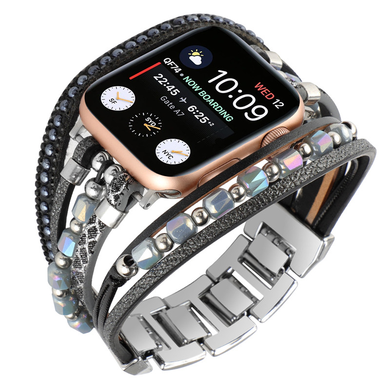 SUITABLE FOR APPLE IWATCH5678910 SMART WATCH SE ULTRA2 BRACELET NATIONAL RETRO BEADED STRAP FEMALE