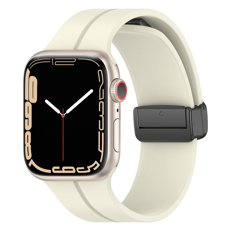 SUITABLE FOR APPLE IWATCH3456789SES10 SMART WATCH STARLIGHT COLOR SILICONE BUTTERFLY BUCKLE MAGNETIC STRAP