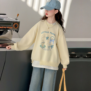 女童假两件上衣春季女大童卫衣春秋款洋气时髦小女孩衣服儿童春装