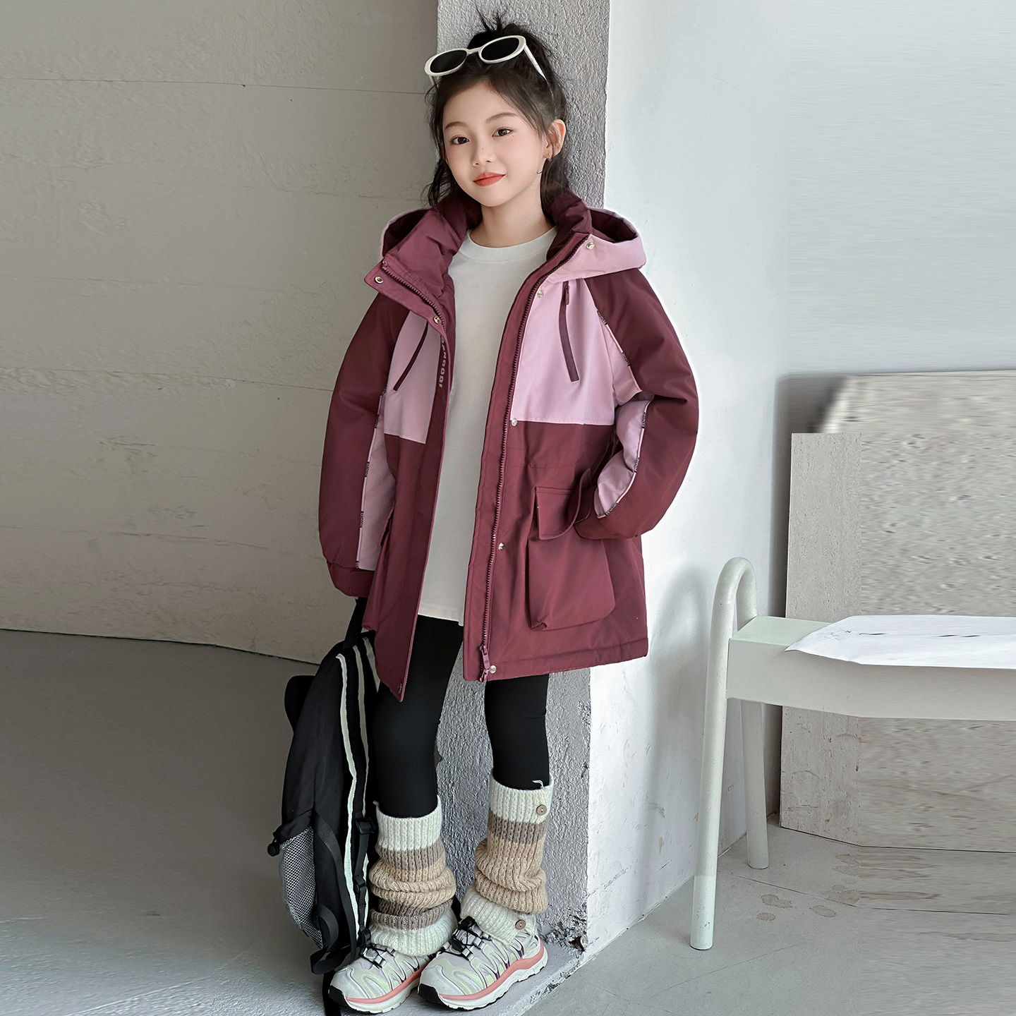 女童加绒外套冬装女孩派克服