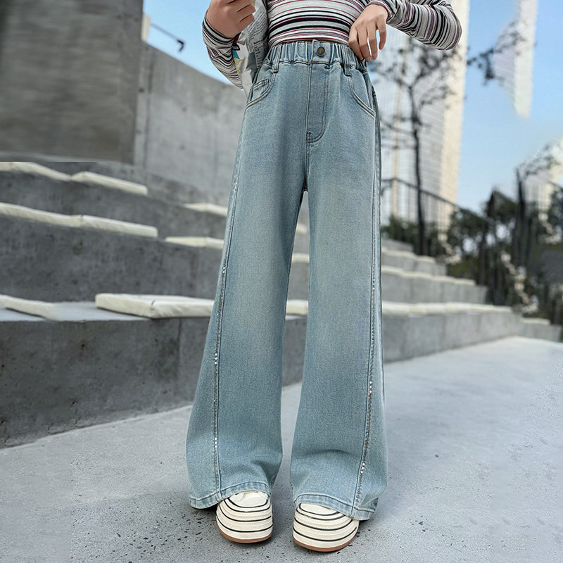 女童牛仔裤春季2026新款女大童阔腿裤春装儿童休闲裤洋气女孩裤子,童装/婴儿装/亲子装,裤子,淘宝优惠券,粉丝福利购,淘宝优惠卷