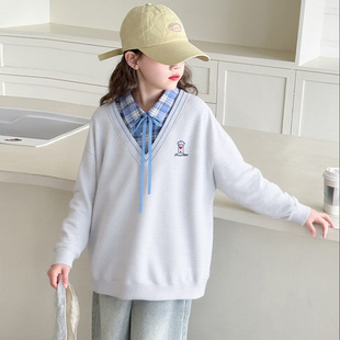 巨好看女童卫衣春装2026新款儿童假两件上衣春季中大童衣服春秋款