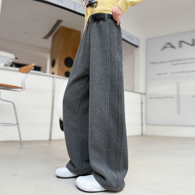 女童加绒裤子女大童加厚弯刀裤