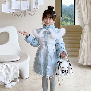 洋气小公主羽绒服洋气女童外套冬装中大童上衣冬季加厚小女孩衣服