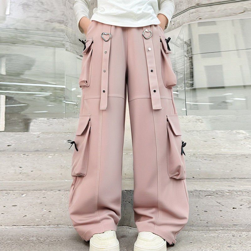 女童工装裤春秋款女大童阔腿裤春季2026新款儿童运动裤春装休闲裤,童装/婴儿装/亲子装,工装裤,淘宝优惠券,粉丝福利购,淘宝优惠卷