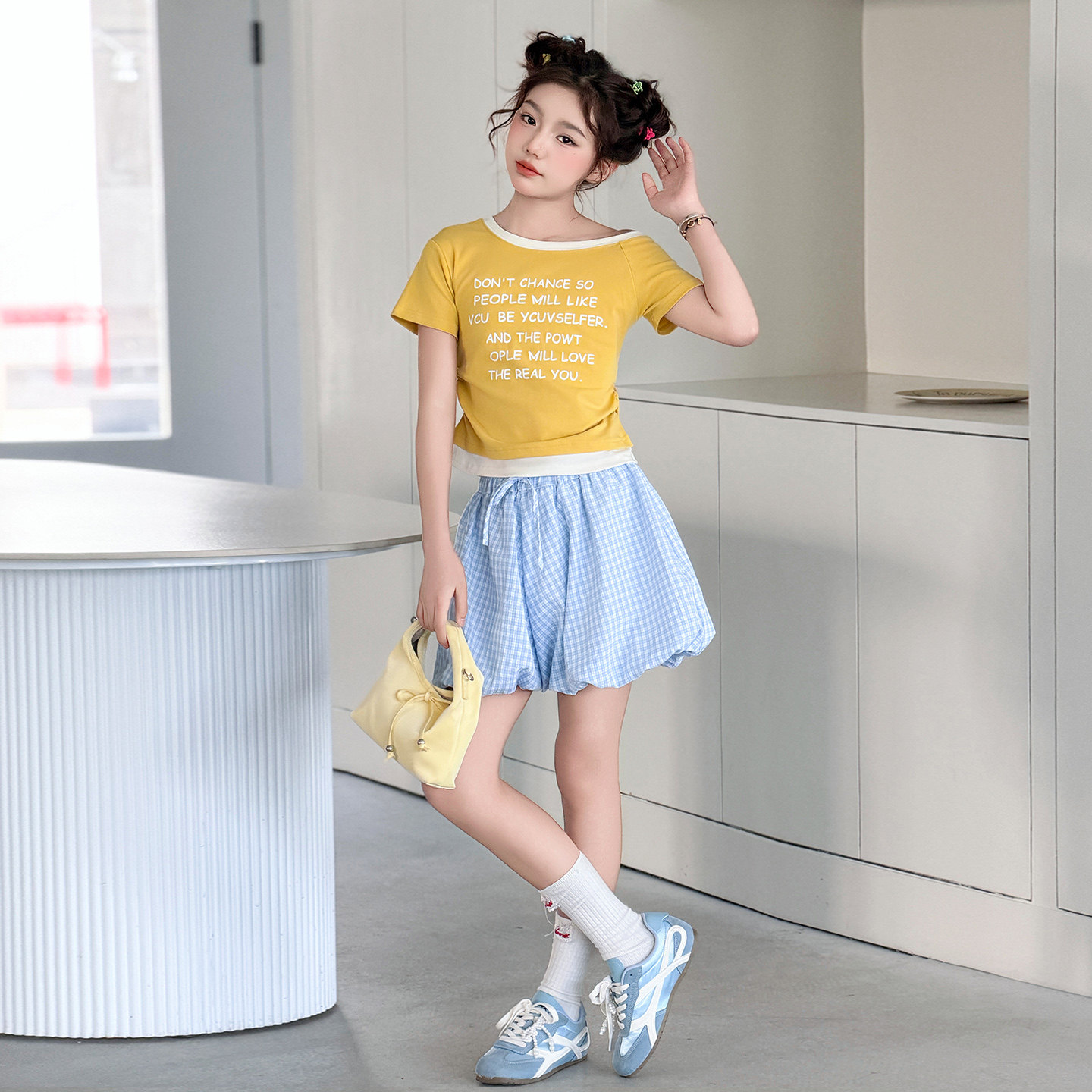 多巴胺女童套装夏季初中生两件套图片