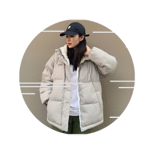 2026新款韩国whoau同款羽绒服两面穿羊羔毛外套女短款韩版面包服